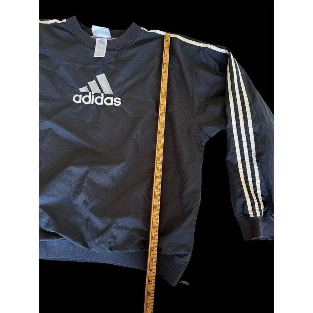 Vintage 90's Adidas Flower Logo  Light Track‎ Pullover Large Black Three Stripes